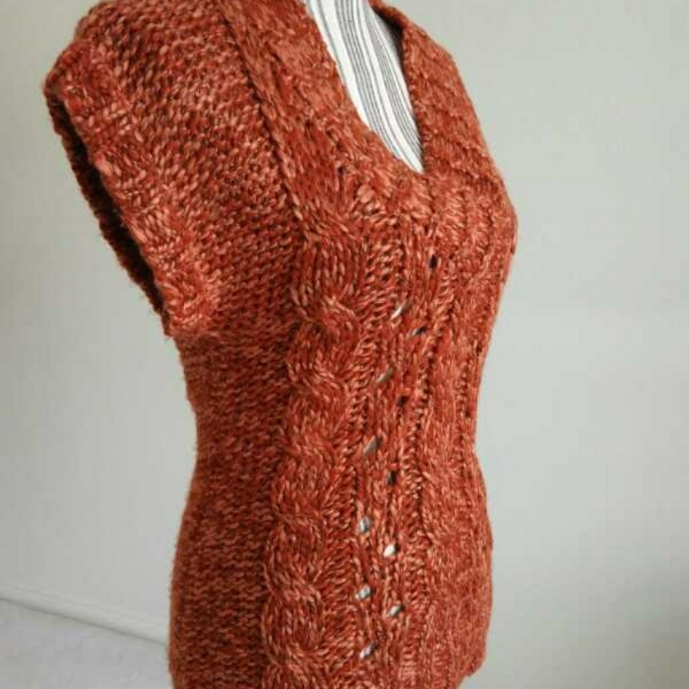 SOLD Burnt Orange V Neck Thick Sweater